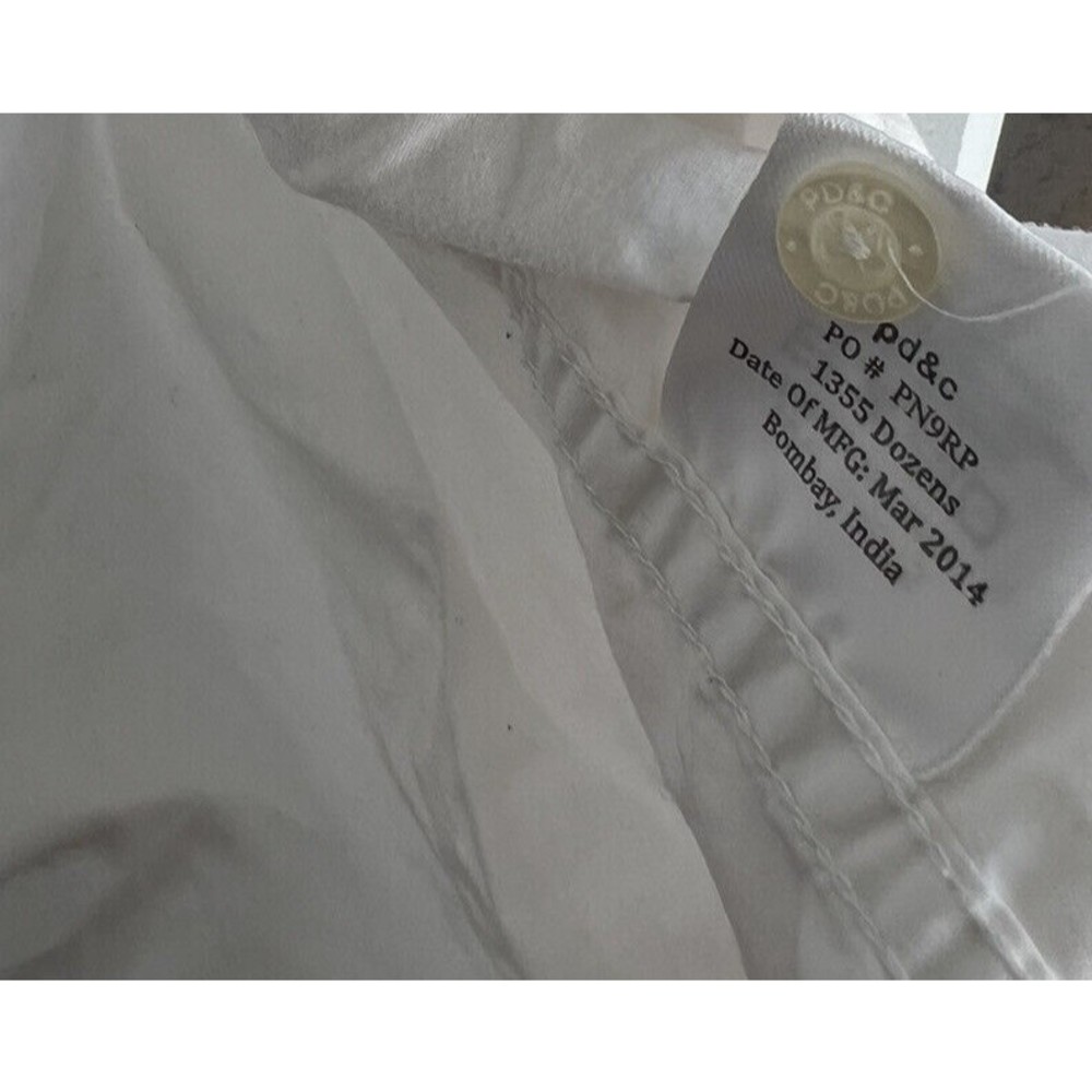 PD&C White Button Down Short Sleeve Collared Polo M - Picture 8 of 10